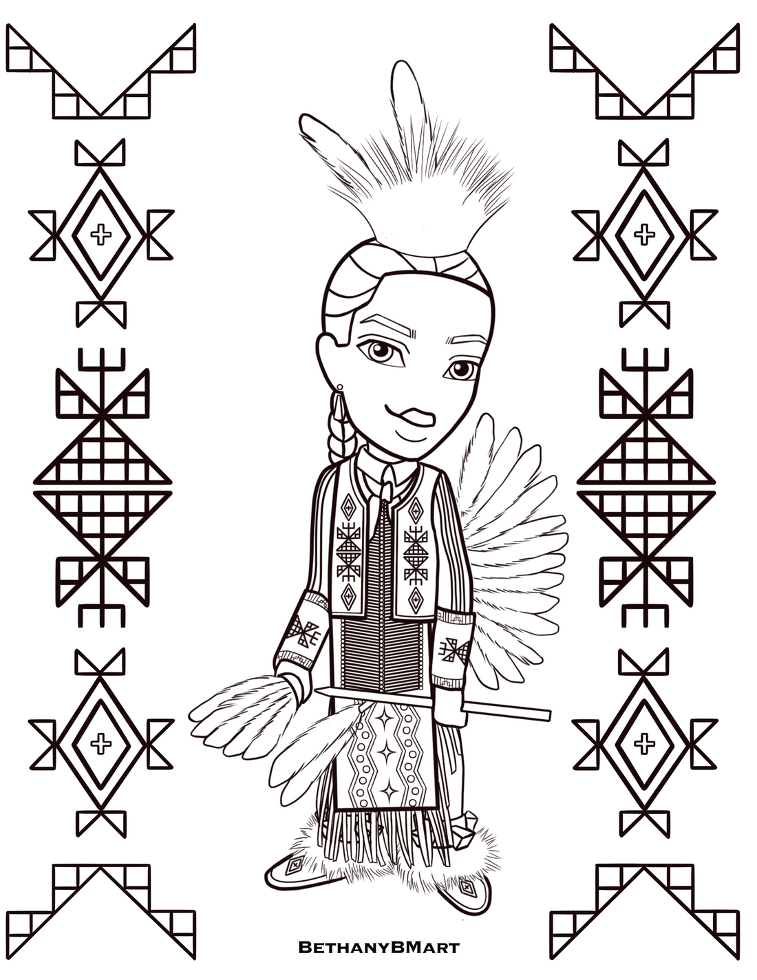 Traditional Mens WACIPI colouring page