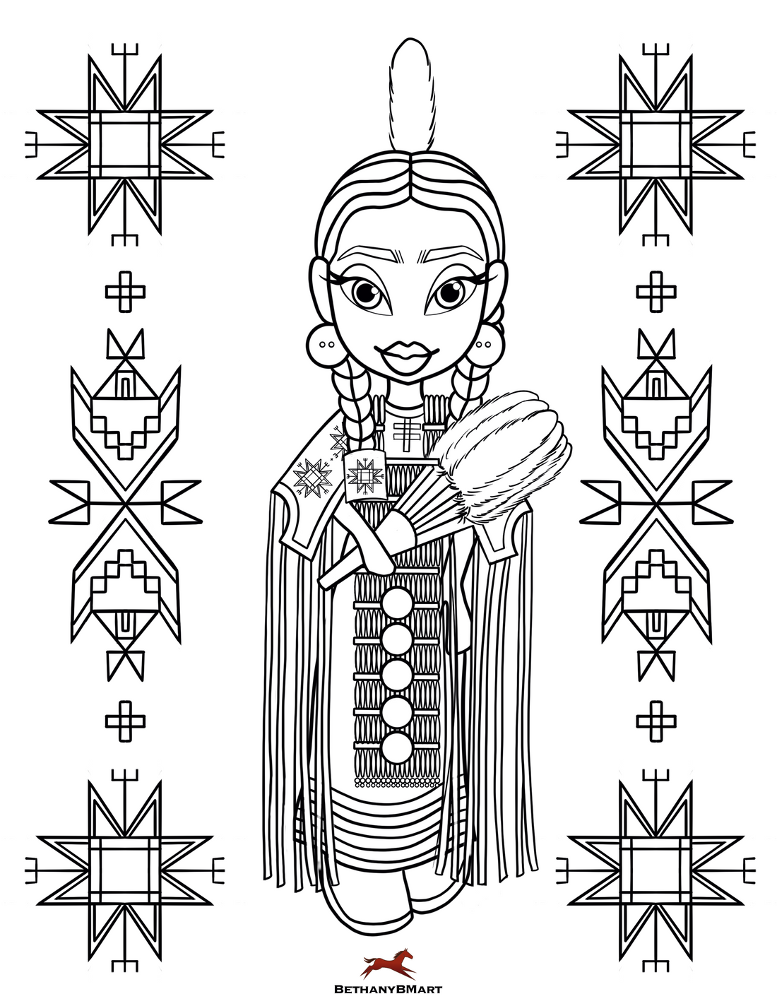 Traditonal WACIPI colouring book page