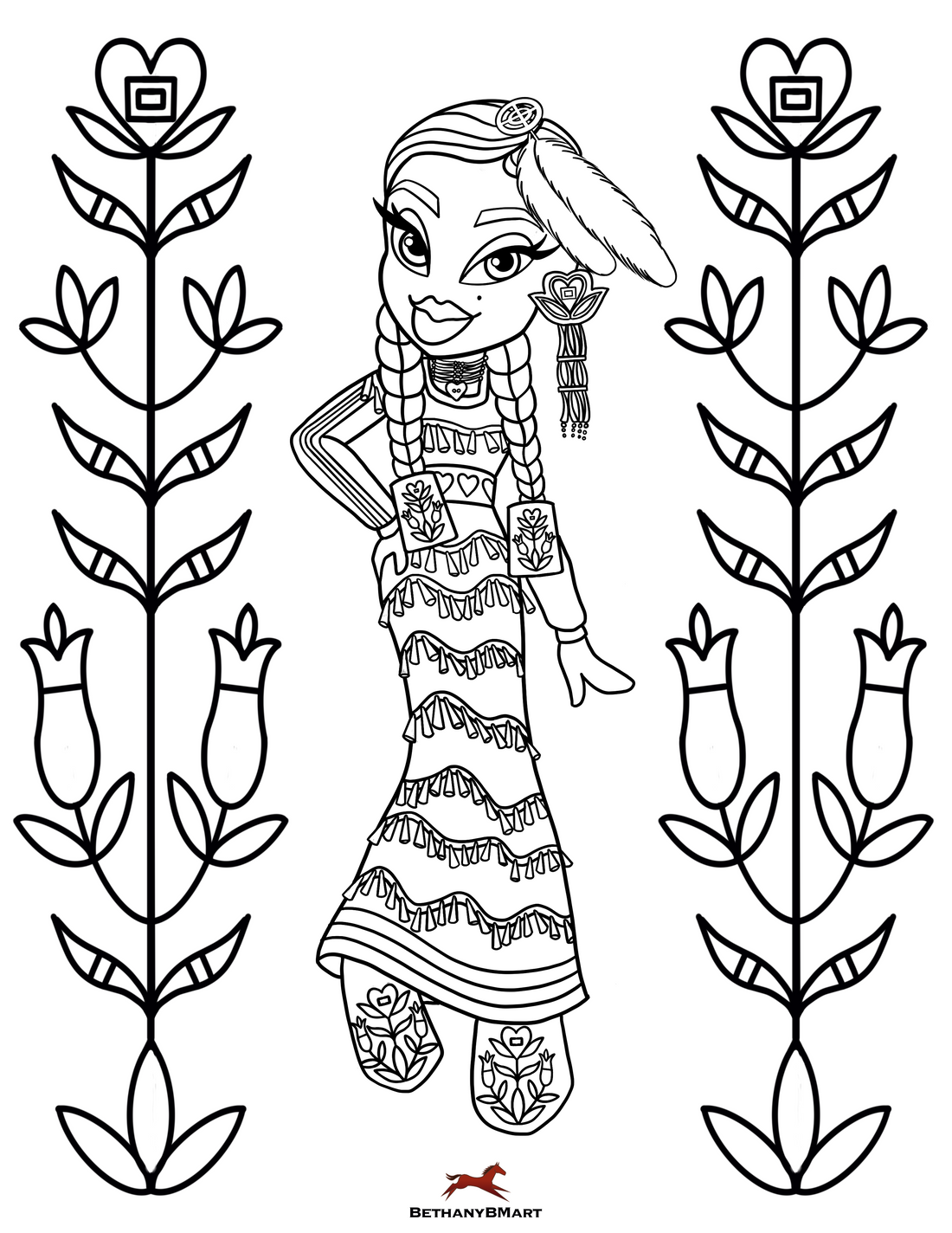 Jingle dancer WACIPI colouring book page